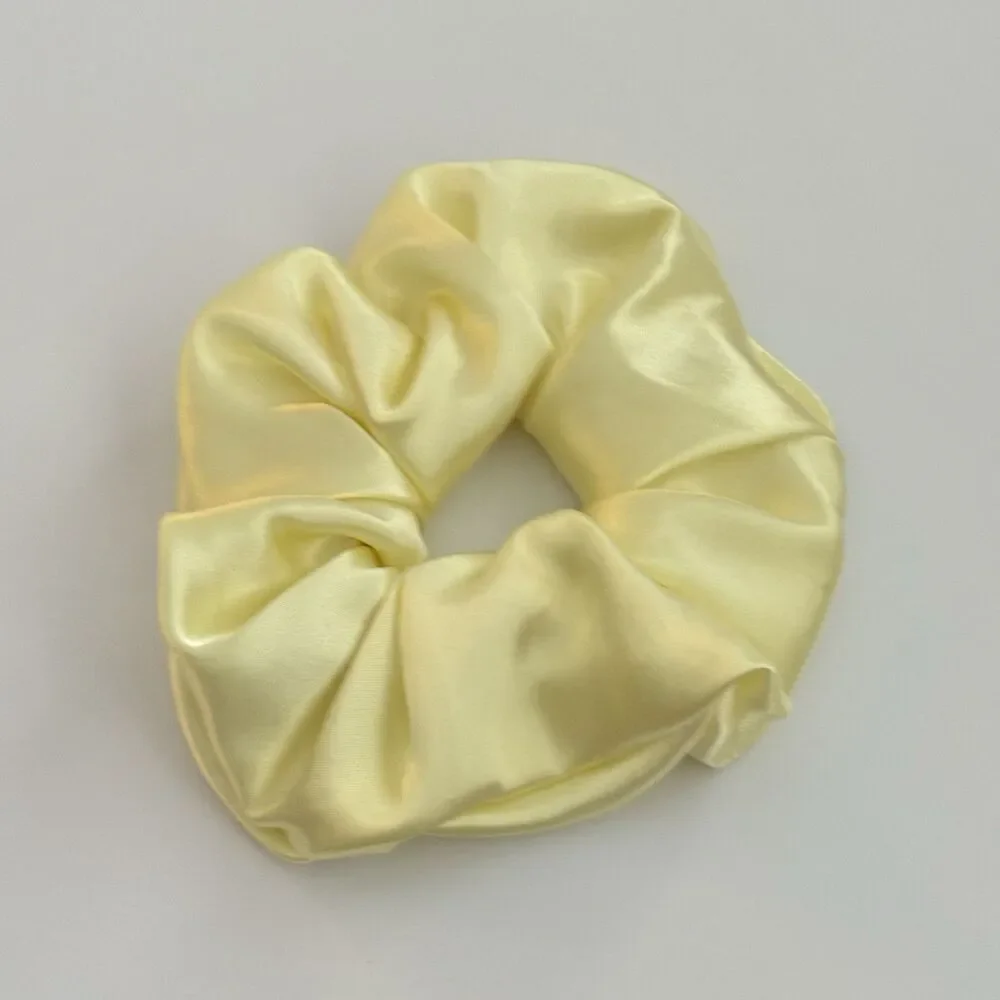 Luxury Yellow Satin Scrunchie Handmade – Statement Hair Accessory
